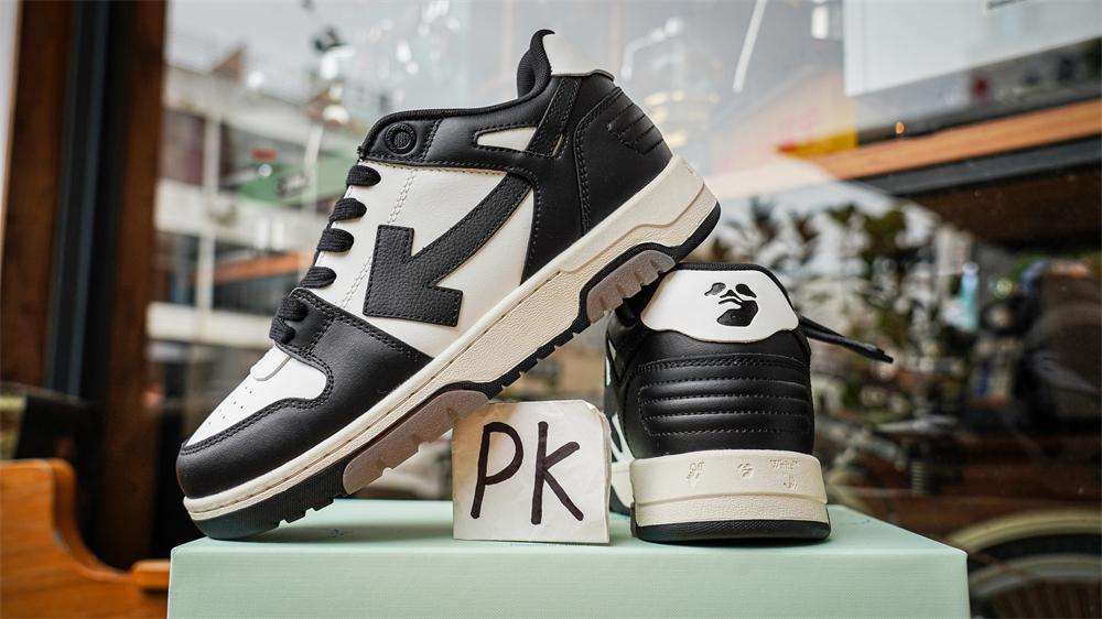 PK GOD OFF-WHITE Out Of Office Low Tops White Black White RETAIL MATERIALS READY TO SHIP